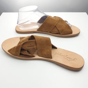 Free People Rio Vista slip-on crossover sandals tan suede leather slides size 41